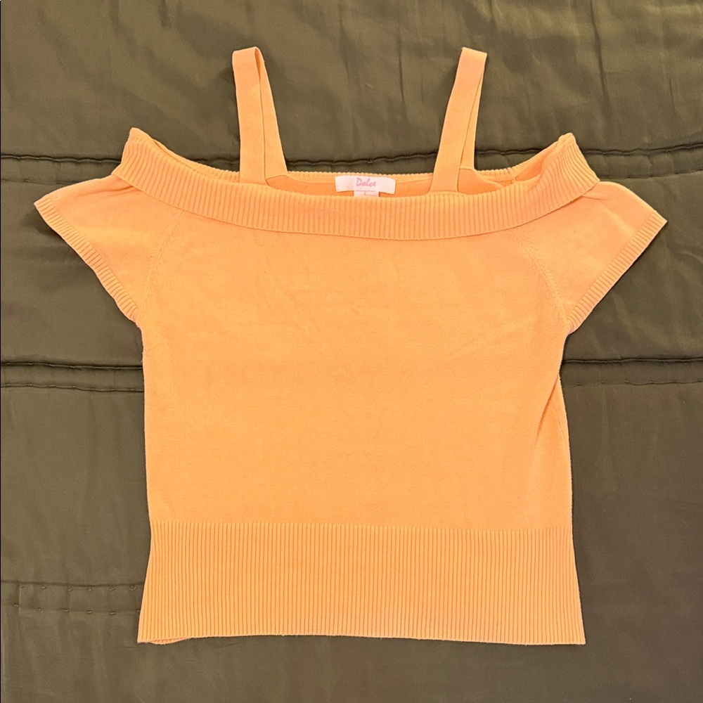 Off-Shoulder Knit Tank Top in Peach